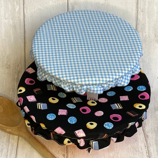 Reusable bowl covers - set of two. Licorice all sorts