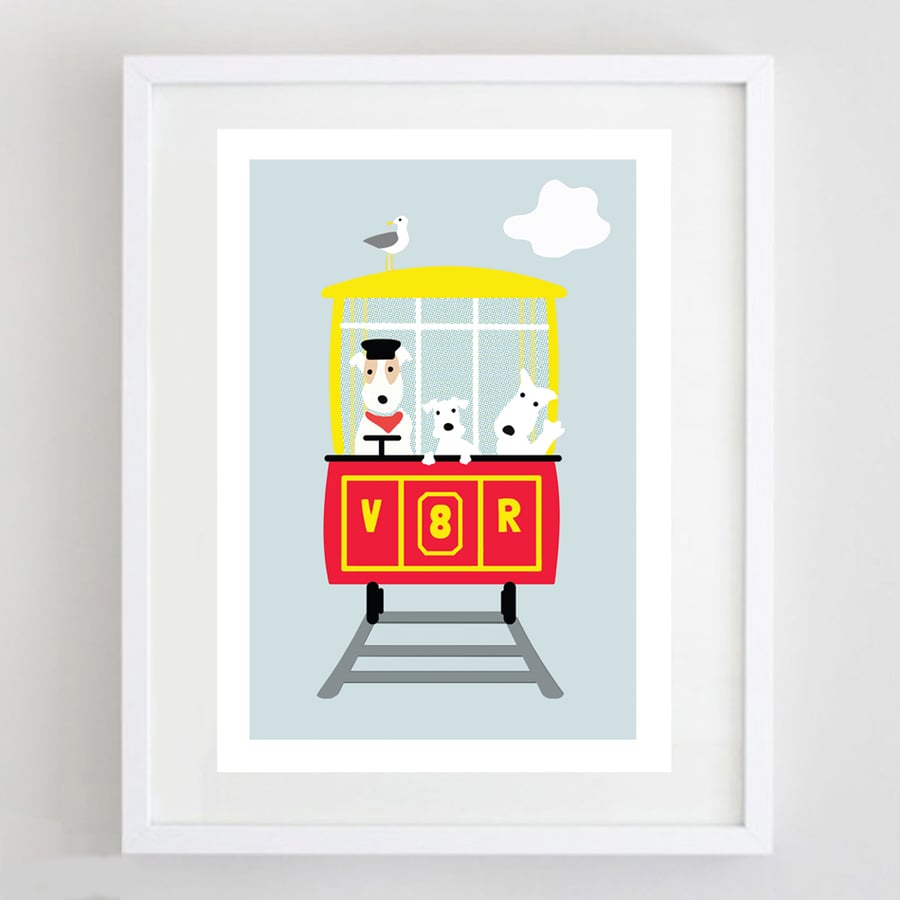 Three Dogs On A Train Print