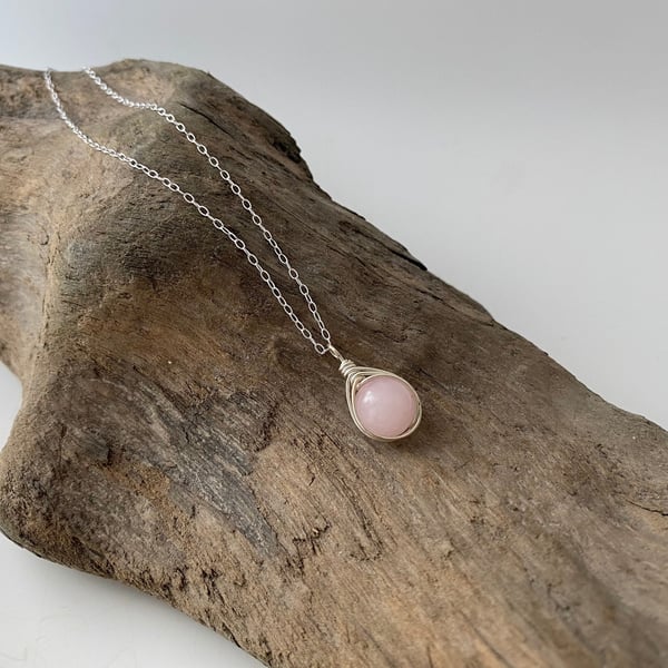 Rose Quartz Necklace, sterling silver