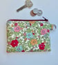  Coin purse in red pink green modern floral fabric
