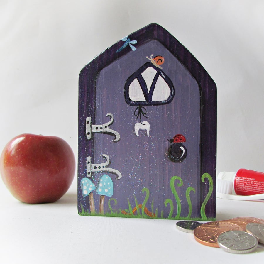 Tooth Fairy Door, hand painted onto wood, whimsical and magical for Children