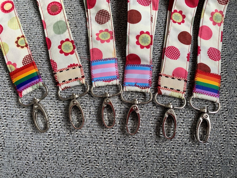 Pink and Green Dotty 100% Cotton Lanyard