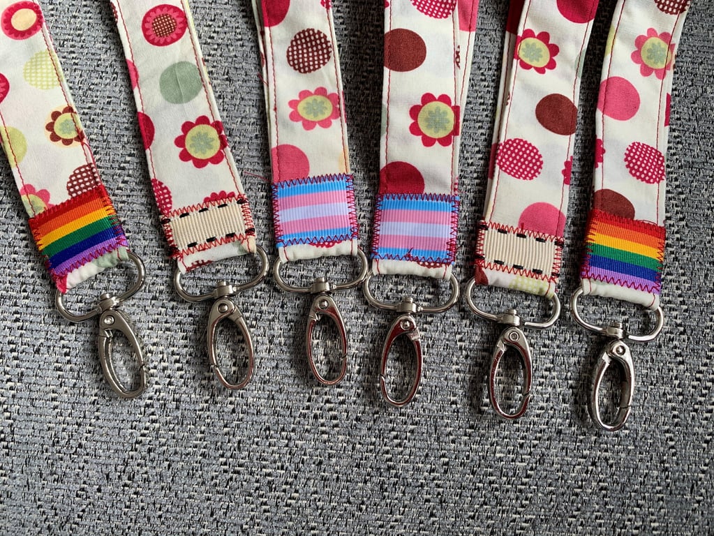Pink and Green Dotty 100% Cotton Lanyard