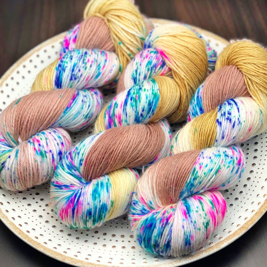 Hand Dyed Yarn: 4ply Merino Nylon - OOAK 