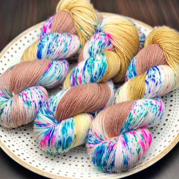 Hand Dyed Yarn: 4ply Merino Nylon - OOAK 