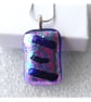 Lilac Diagonals 251 Dichroic Glass Pendant silver plated chain - Image 3