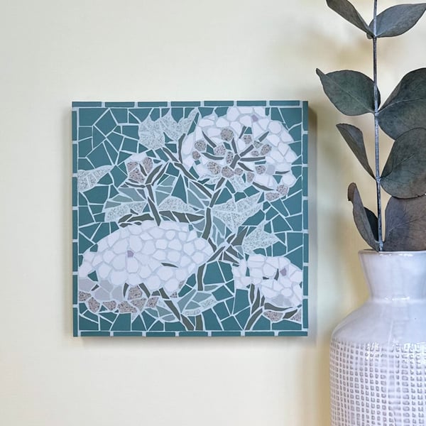 Mosaic Floral Art - Wild Carrot Mosaic Wall Plaque in Green