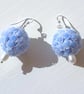 Pale Blue 3D Ball Of Roses Bouquet And Freshwater Pearl Sterling Silver Earrings - Image 6