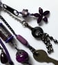 Large Upcycled Black Textured Metal  Buckle & Purple Charm Boho Necklace - Image 2