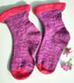 Luxury vegan hand-cranked pima cotton socks in fruity pink and lilac - Image 1