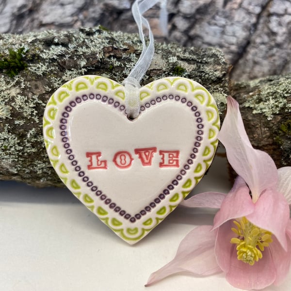 Small Ceramic heart decoration LOVE