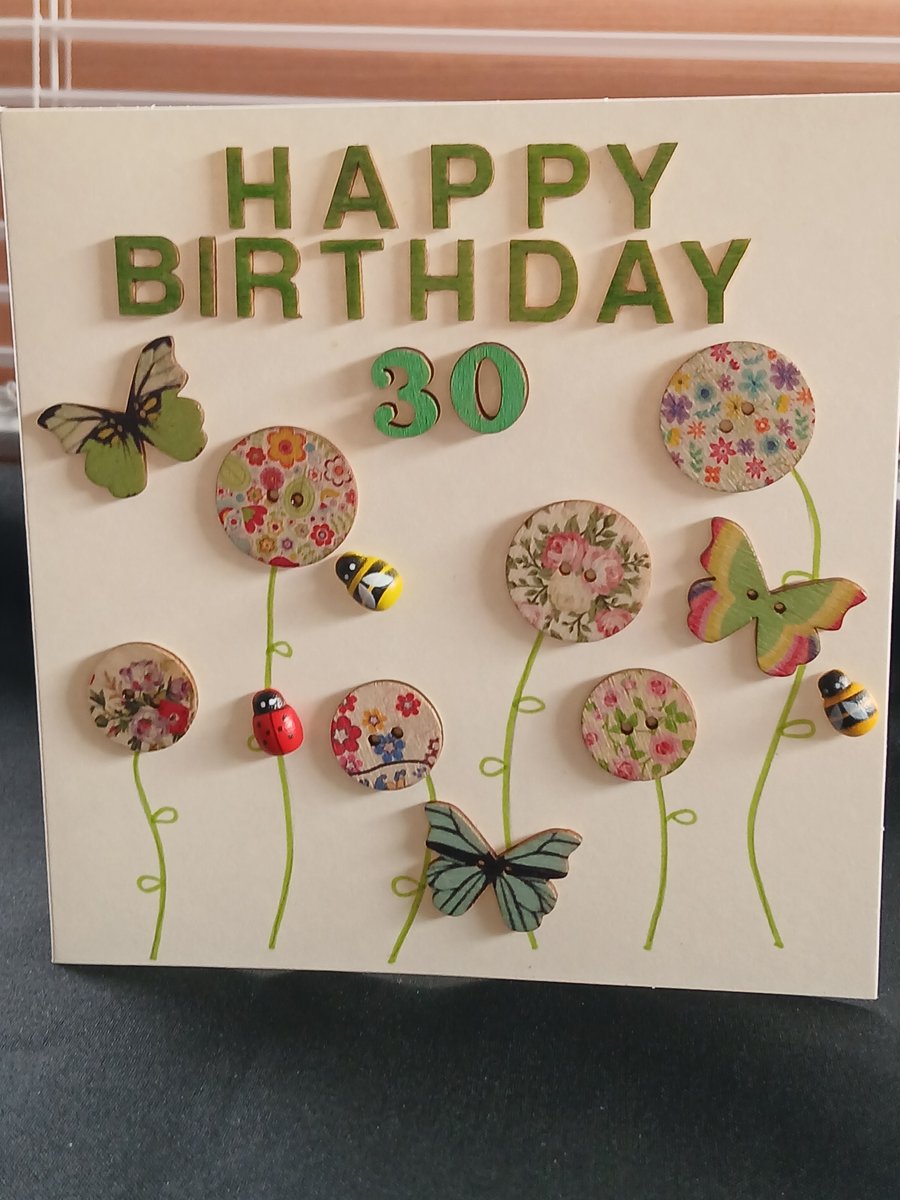 Handmade 30th birthday card 