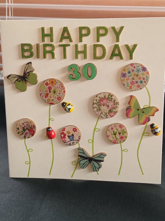 Handmade 30th birthday card 