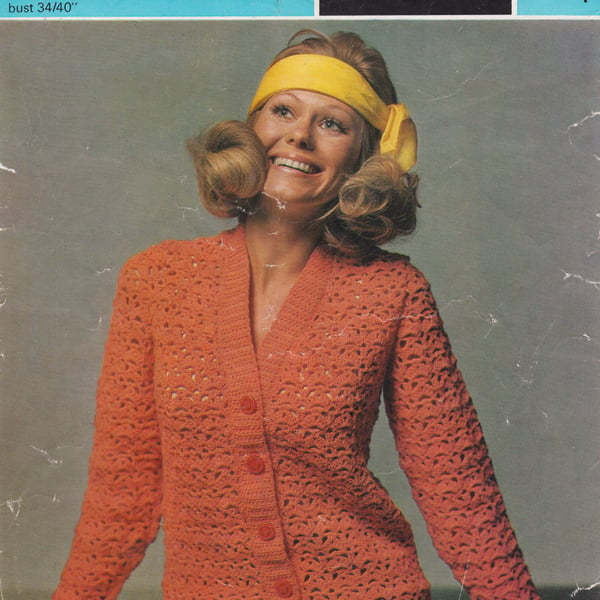 Vintage Crochet Pattern  5047: from Sirdar,  Lacy Cardigan