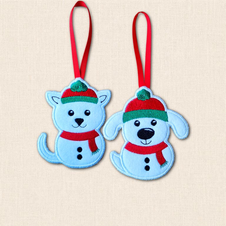 Snow Pets Christmas Decoration - Snow Cat or Snow Dog Ornament
