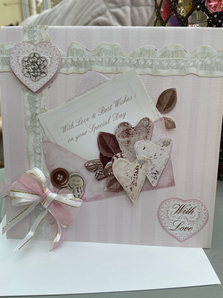 Lace, buttons and bows With love Mother's Day or birthday card