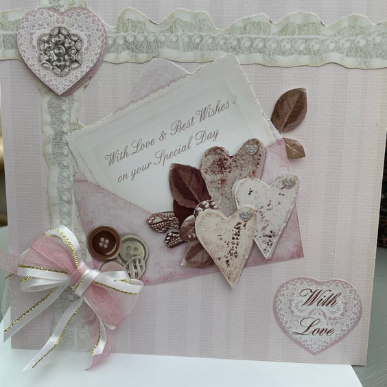 Lace, buttons and bows With love Mother's Day or birthday card