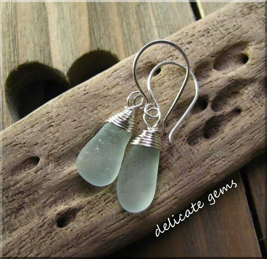 Natural sea glass earrings (2)