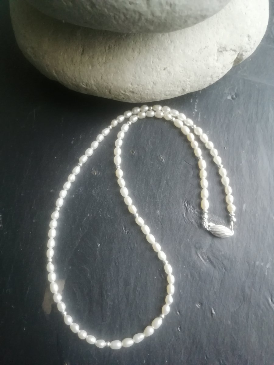 Freshwater Pearl and Sterling Silver Necklace