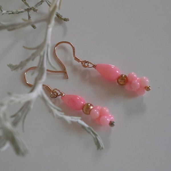 Dainty, Eco Friendly Peach Coral Rose Gold Vermeil Earrings