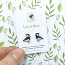 Lapwing Earrings, Bird Studs, Peewit, Silver Plated or Sterling Silver Backs