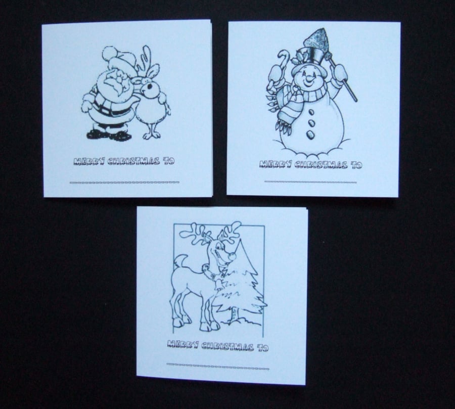'Lets Colour In' Christmas Cards 5pk, Personalised Children's Xmas Cards 