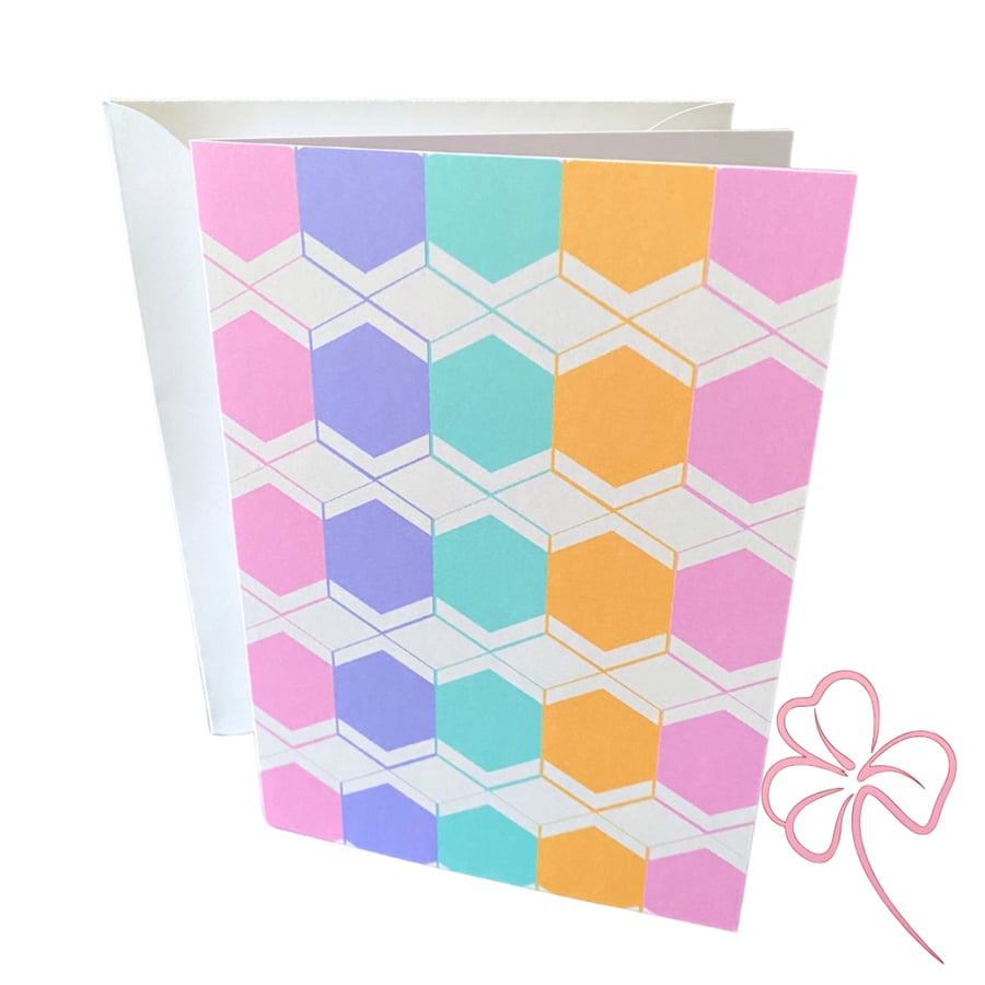 Geometric Hexagon Pattern Blank Greetings Card