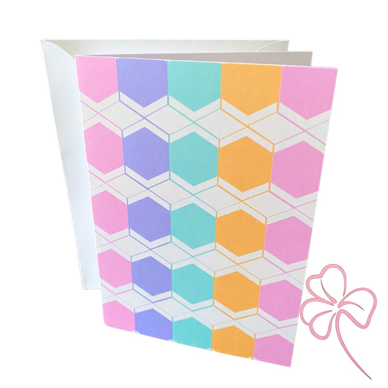 Geometric Hexagon Pattern Blank Greetings Card