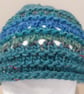 Handknit chunky wool hat col 3 Teal with Blues - Image 5