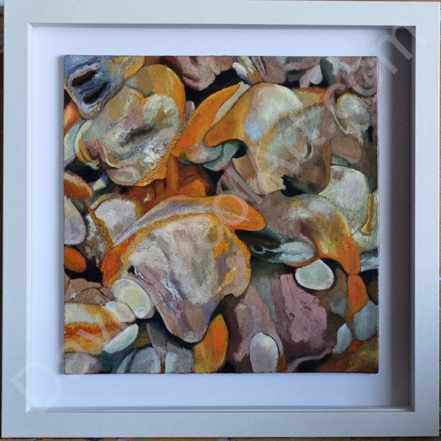 Cockles Original Oil Painting 20x20cm Canvas Panel Framed clam shellfish seafood