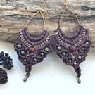 Macrame Teardrop Earrings with brass beads, includes free UK delivery