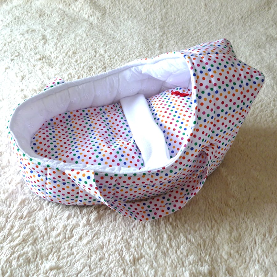 Doll's Carrycot, multi-coloured suitable for 14 inch dolls