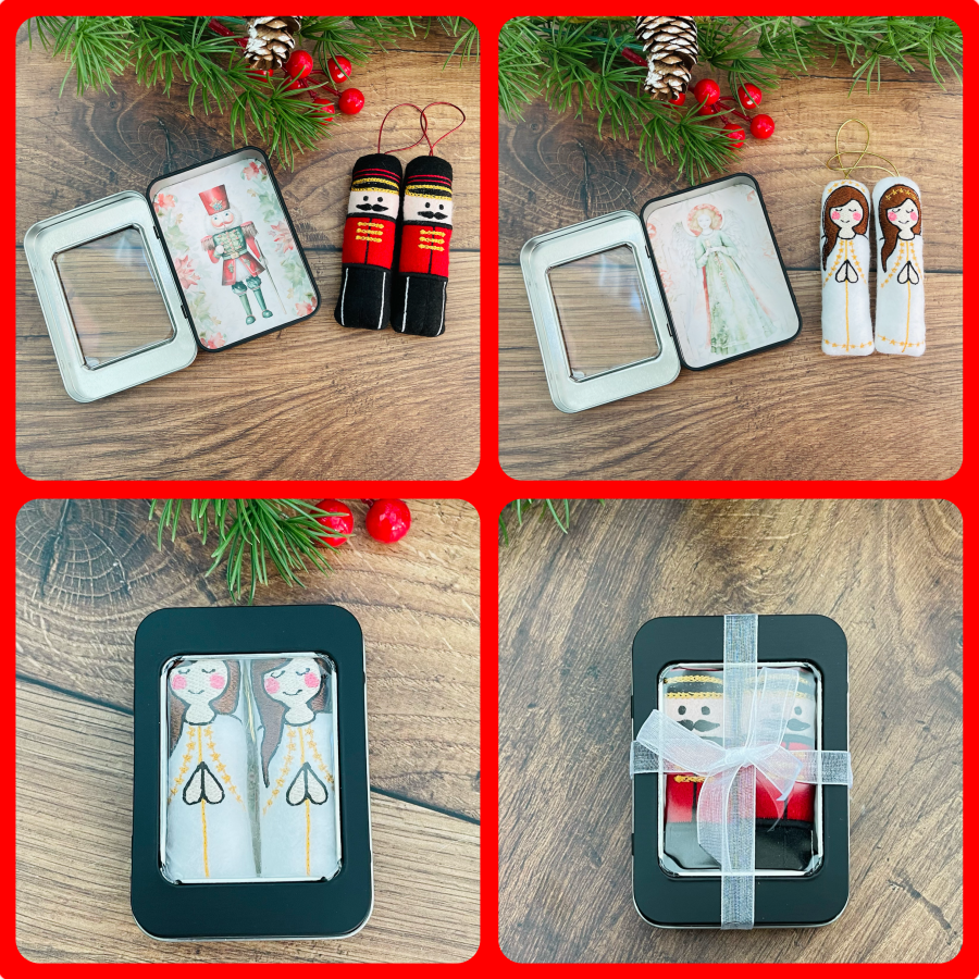 Angel or Drummer in a Tin Christmas Hanging Decorations