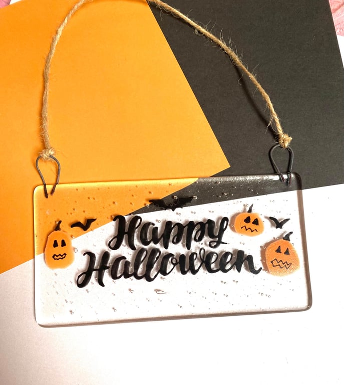 Fused Glass Happy Halloween Hanger
