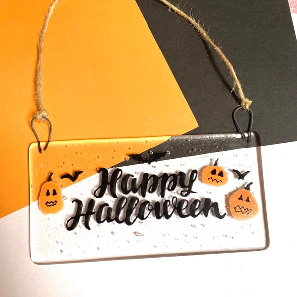 Fused Glass Happy Halloween Hanger