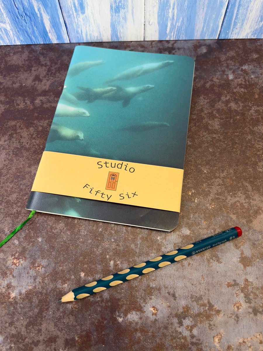 Notebook, Marine themed, A5 (ish), made from up-cycled and recycled materials.