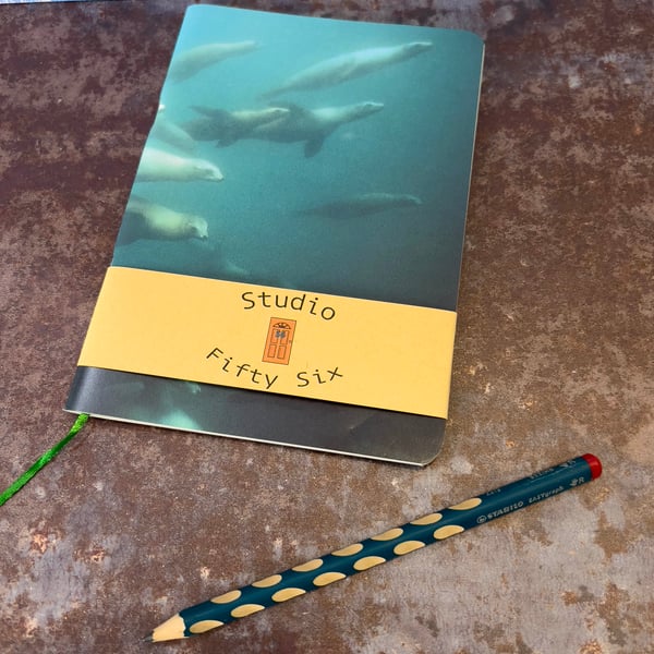 Notebook, Marine themed, A5 (ish), made from up-cycled and recycled materials.