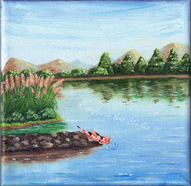 'The Watering Hole' Small Original Oil Painting