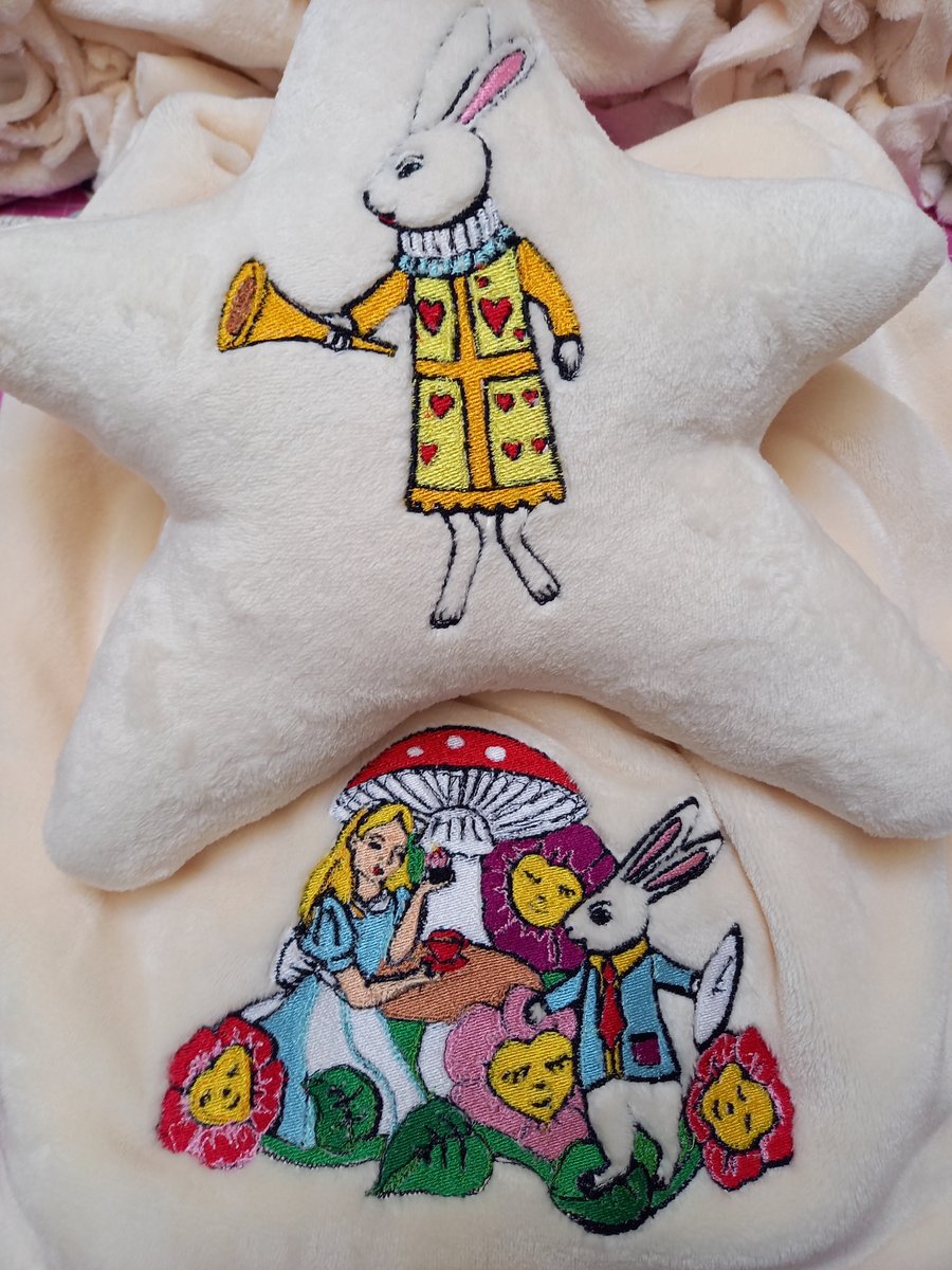 Alice in Wonderland embroidered blanket