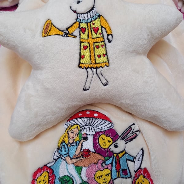 Alice in Wonderland embroidered blanket