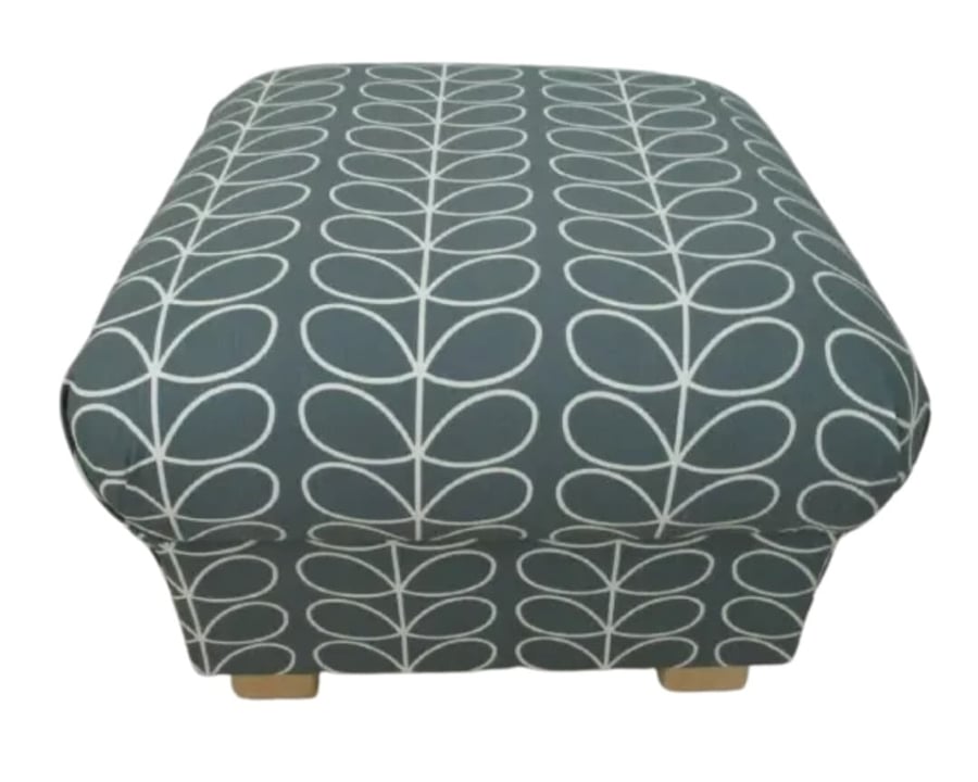 Storage Footstool Orla Kiely Linear Stem Cool Grey Fabric Pouffe Footstall Seat