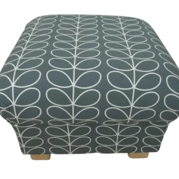 Storage Footstool Orla Kiely Linear Stem Cool Grey Fabric Pouffe Footstall Seat