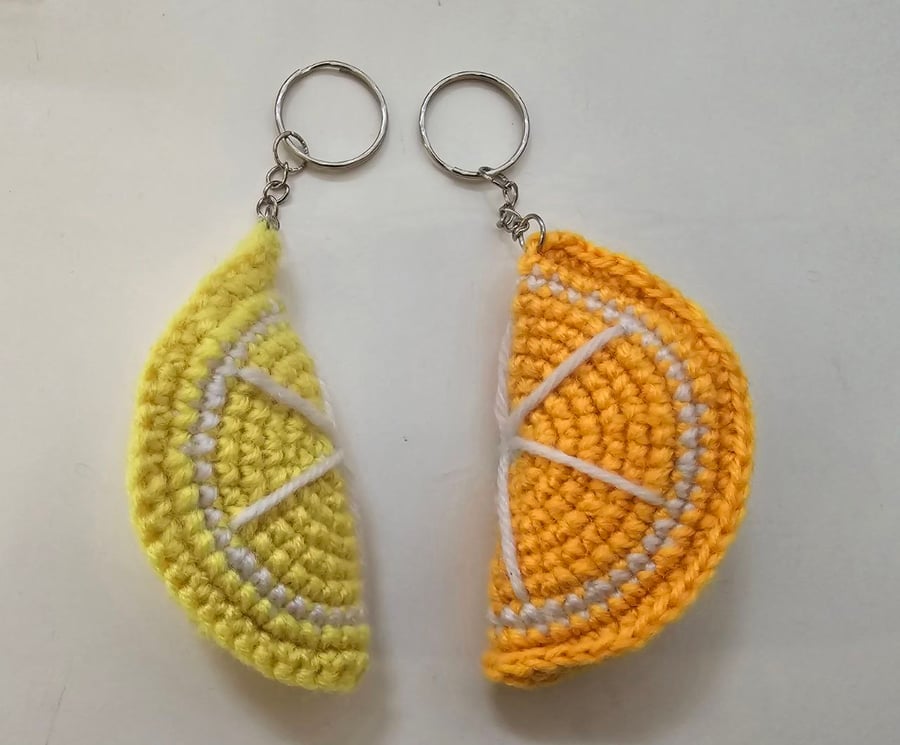 Crocheted fruity keychains