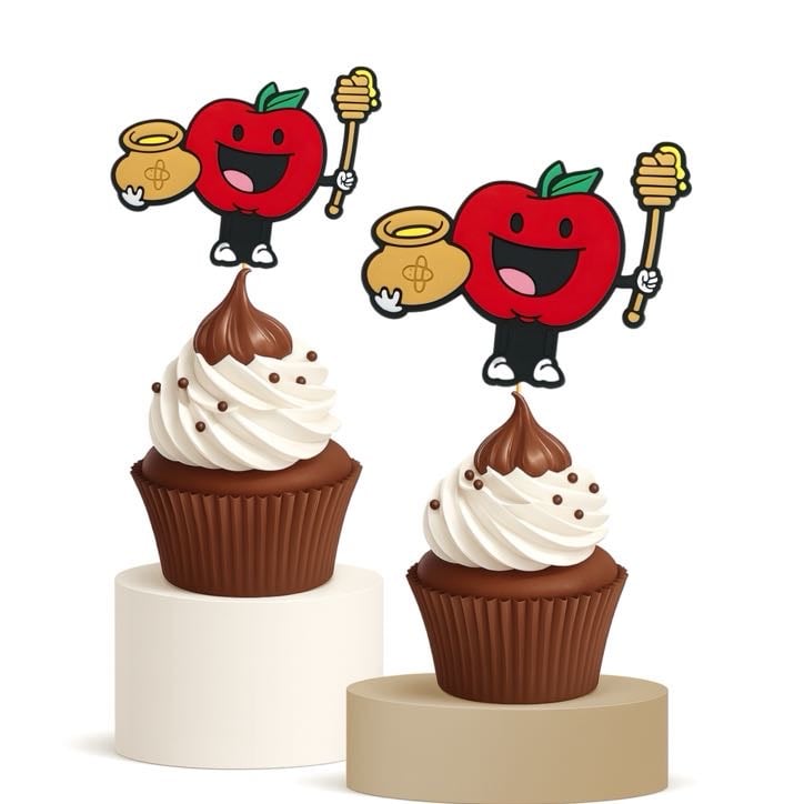 Rosh Hashana Cupcake Toppers 15pk Cute Apple & Honey Holiday Decor