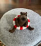 Needle felted bear with rubber ring