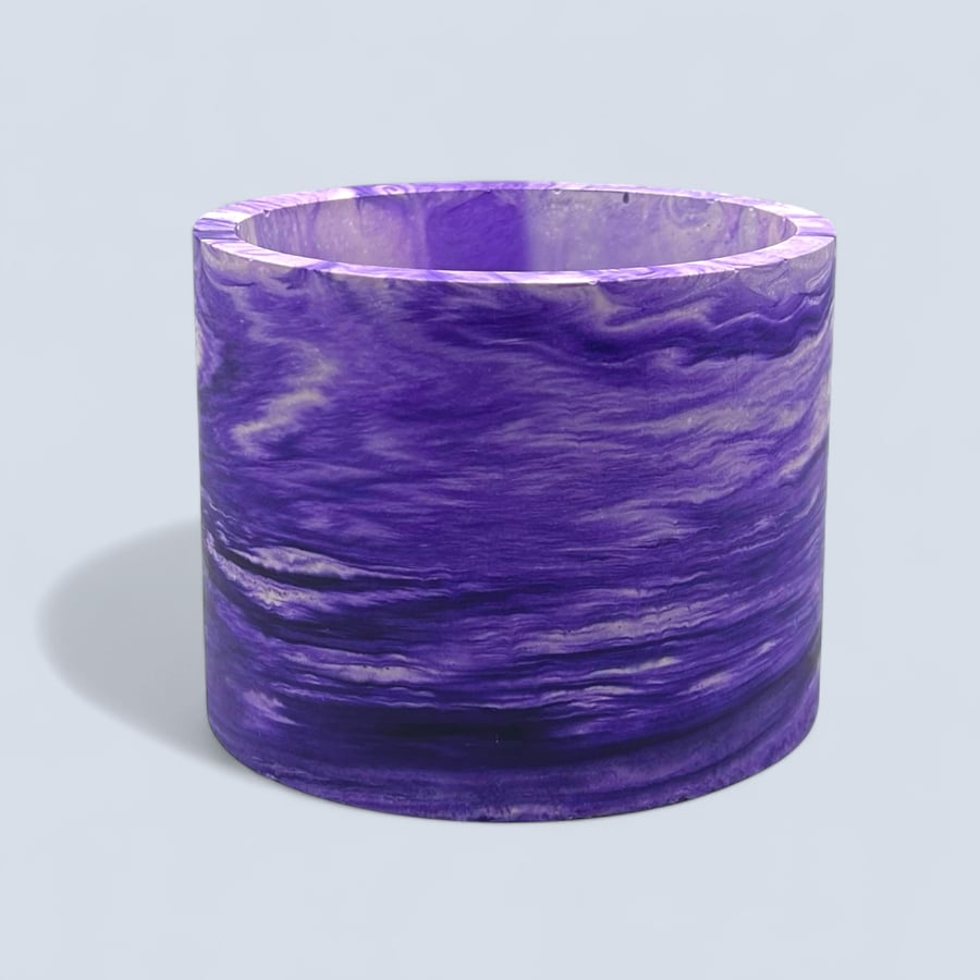Large Purple Marbled Plant Pot - Unique Violet Indoor Planter