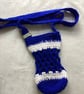 Crochet water bottle holder, crochet pouch, blue bag,