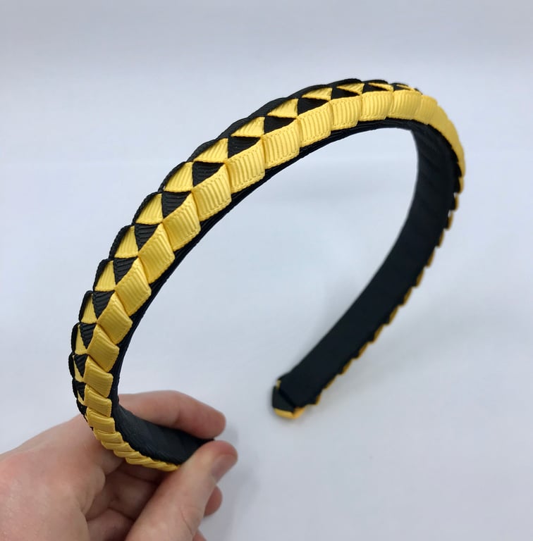 Black and Yellow Gold Pleated Hairband