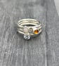 Birthstones Silver Stack Ring, Sterling Silver Stack Ring, customised stack ring - Image 1