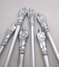 Set of Grumpy Xmas Apostle Spoons, Handstamped Vintage Coffeespoons - Image 3